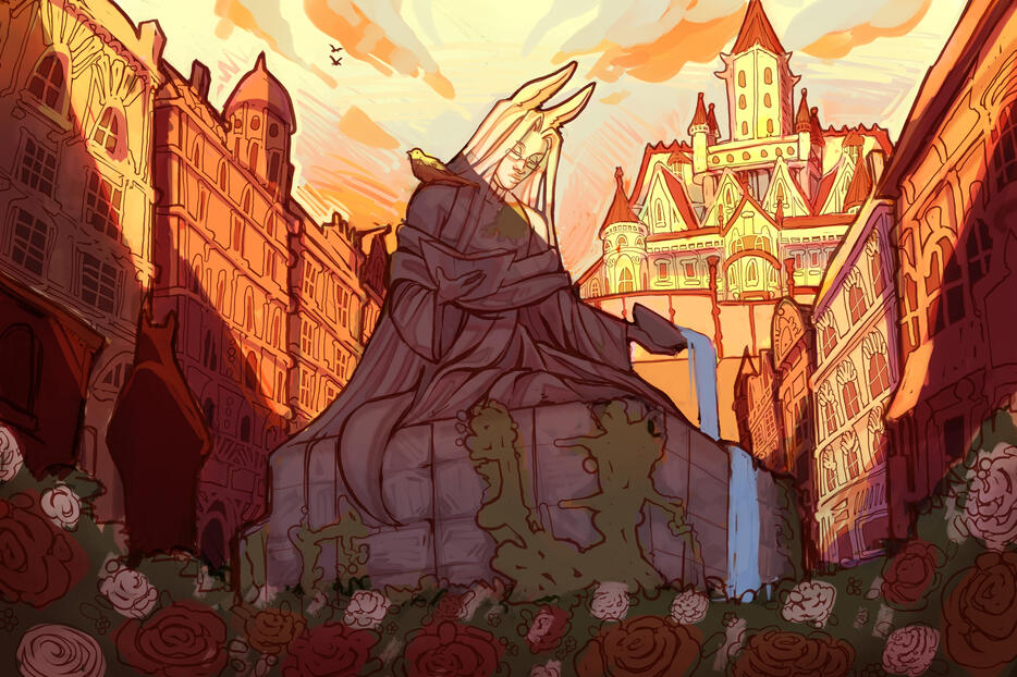 Statue in Houndora, post Petya death